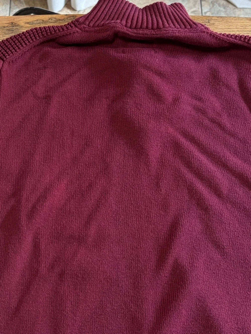 Weatherproof Vintage Quarter Zip Sweater Burgundy Textured Knit Size Large ♥️